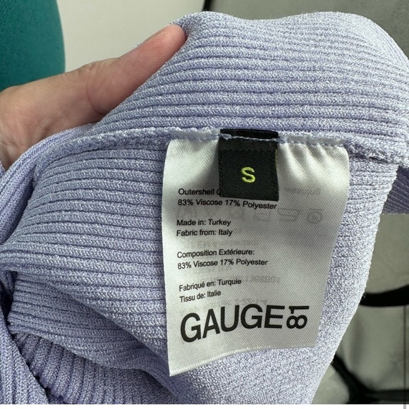 GAUGE81 BAHA RIBBED LONG SLEEVE BODYCON MINI DRESS IN LILAC NWT - Picture 4 of 8